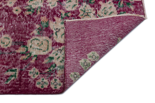 Kırmızı Anadolu Eskitme Çiçekli Yün Halı 180x257 - Özel Seri
