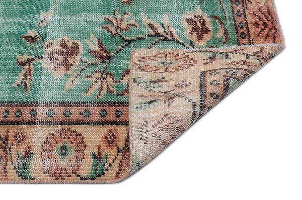 Yeşil Anadolu Madalyonlu Çiçekli Yün Halı 156x258 - Özel Seri