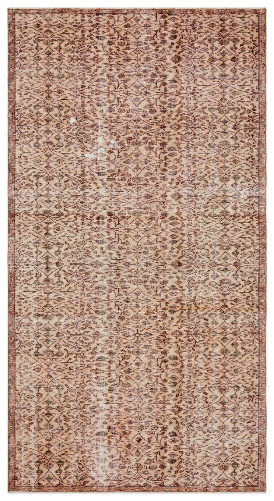Bej Anadolu Eskitme Geometrik Yün Halı 152x290 - Özel Seri