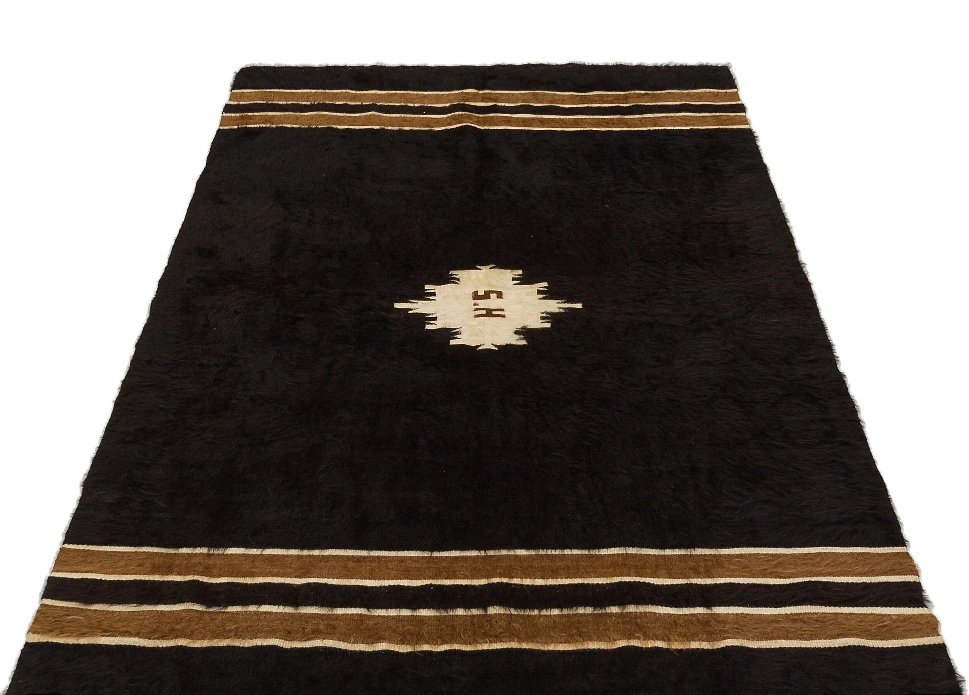 Siyah Anadolu Bohem Geometrik Yün Halı 120x180 - Özel Seri