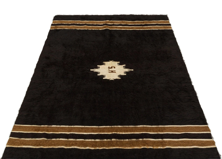 Siyah Anadolu Bohem Geometrik Yün Halı 120x180 - Özel Seri