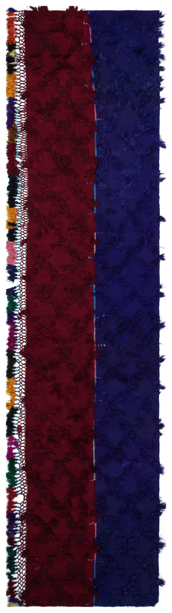 Bordo Lacivert Bohem Yün Halı 104x460