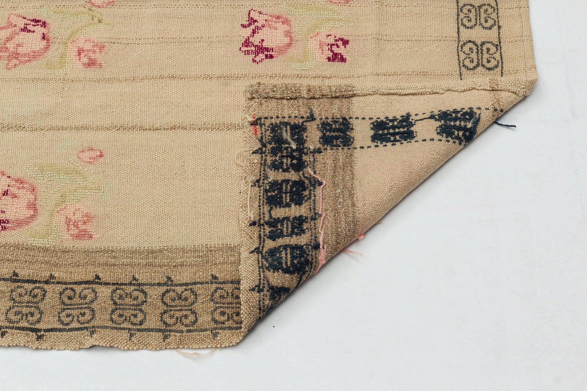 Antrasit Bej Anadolu Bohem Geometrik Yün Halı 158x252 - Özel Seri
