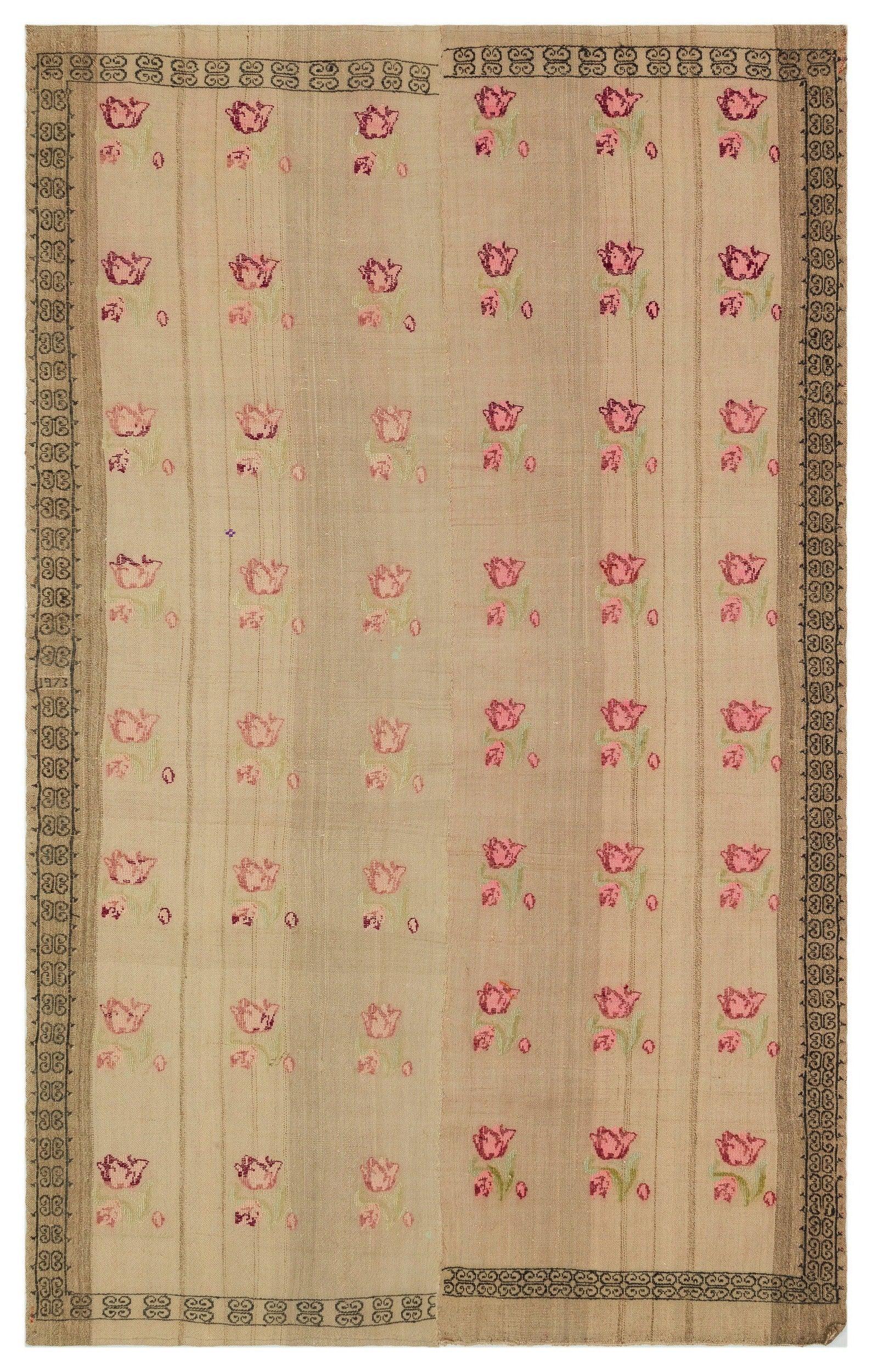 Antrasit Bej Anadolu Bohem Geometrik Yün Halı 158x252 - Özel Seri