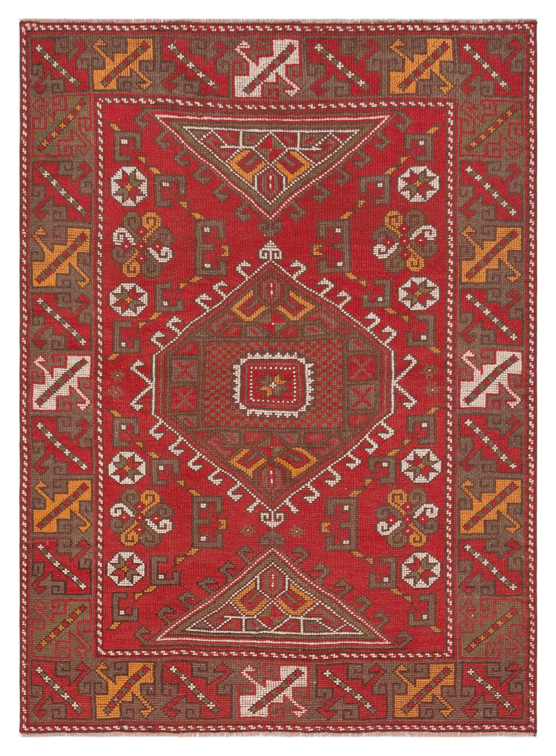 Kavala Kırmızı Klasik Yün El Dokuma Halısı 124 x 167 Apex Unique