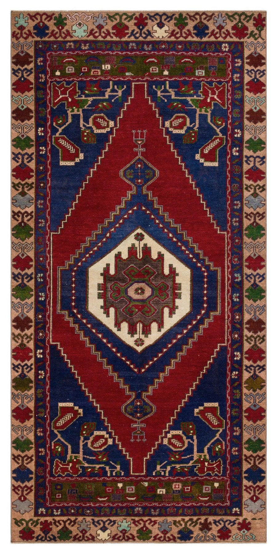 Kırmızı Anadolu Geometrik Yün Halı 116x239 - Özel Seri