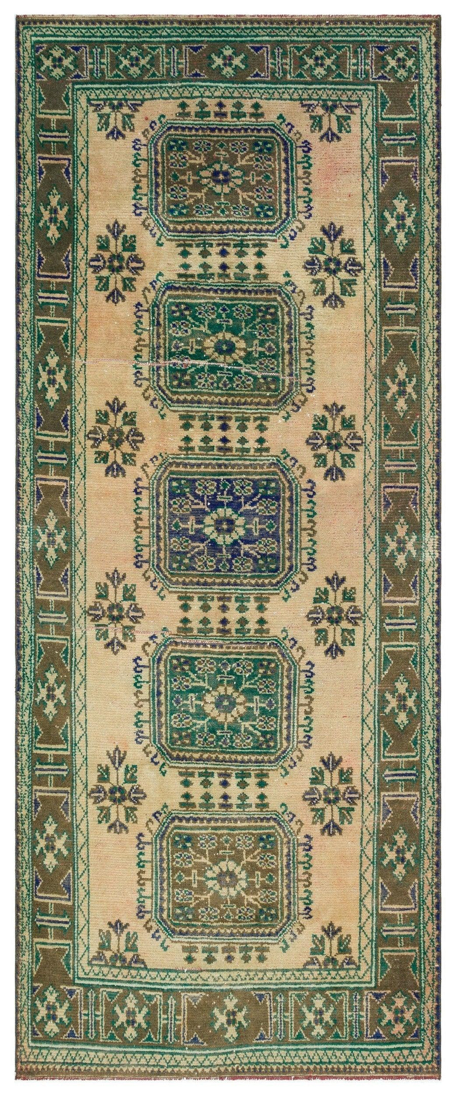 Kırmızı Anadolu Bohem Geometrik Yün Halı 138x333 - Özel Seri