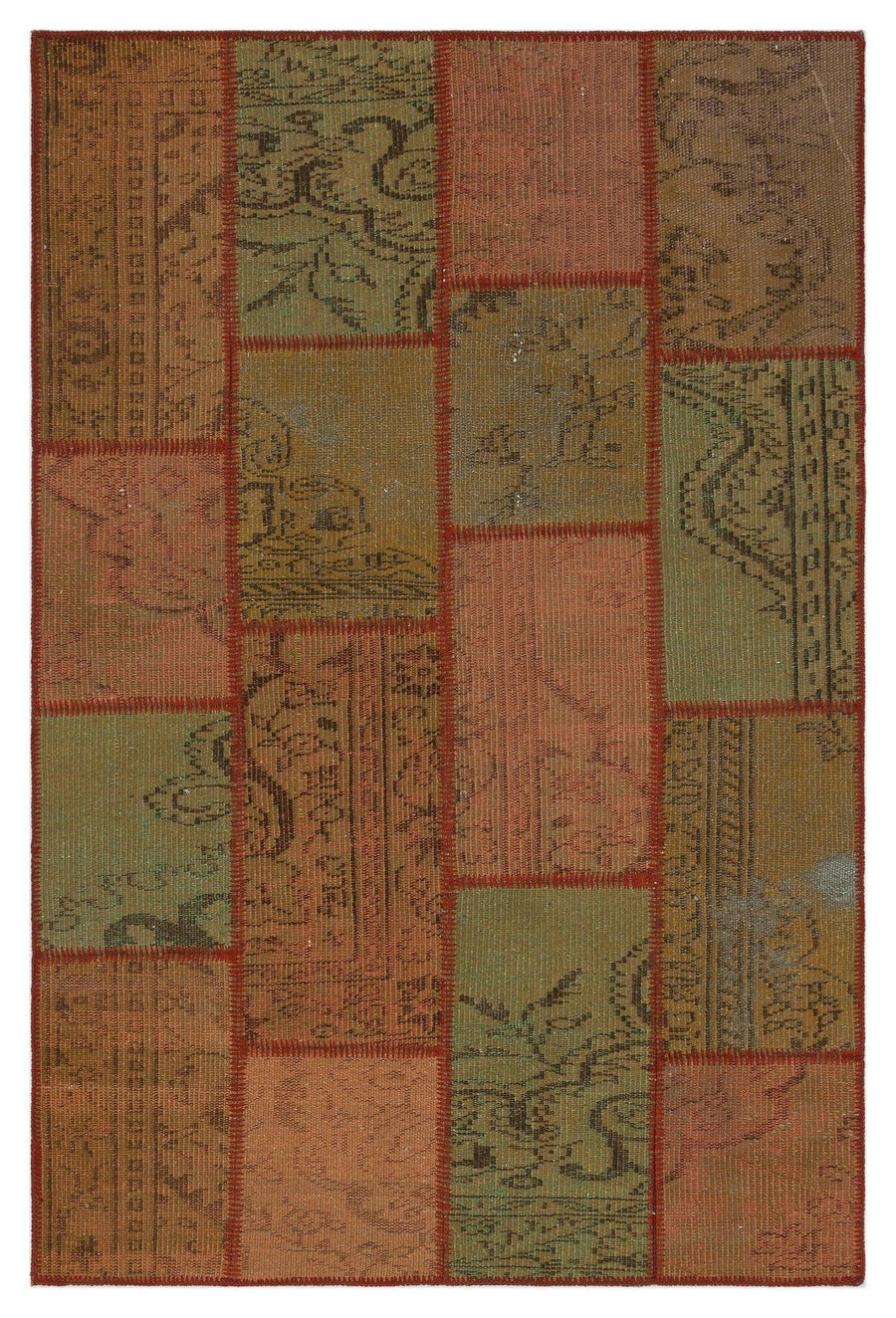 Bej Bordo Anadolu Eskitme Geometrik Yün Halı 120x183 - Özel Seri