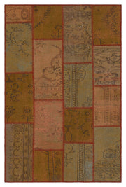 Iskece Kahverengi Eskitme Yün El Dokuma Halısı 120 x 181 Apex Unique