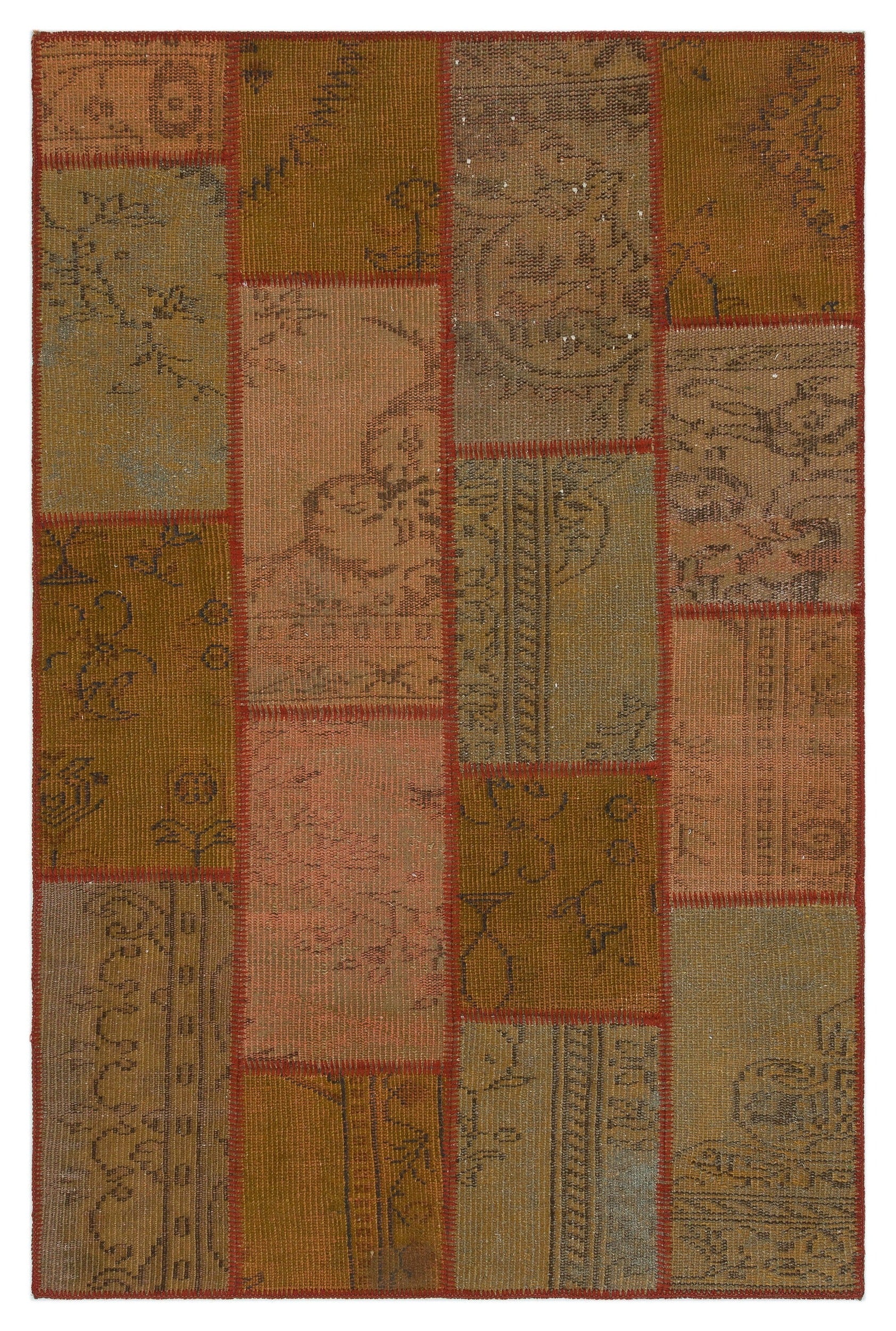 Iskece Kahverengi Eskitme Yün El Dokuma Halısı 120 x 181 Apex Unique