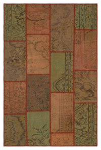 Geometrik Desenli Kahverengi El Dokuma Halı 120x181 cm 33863