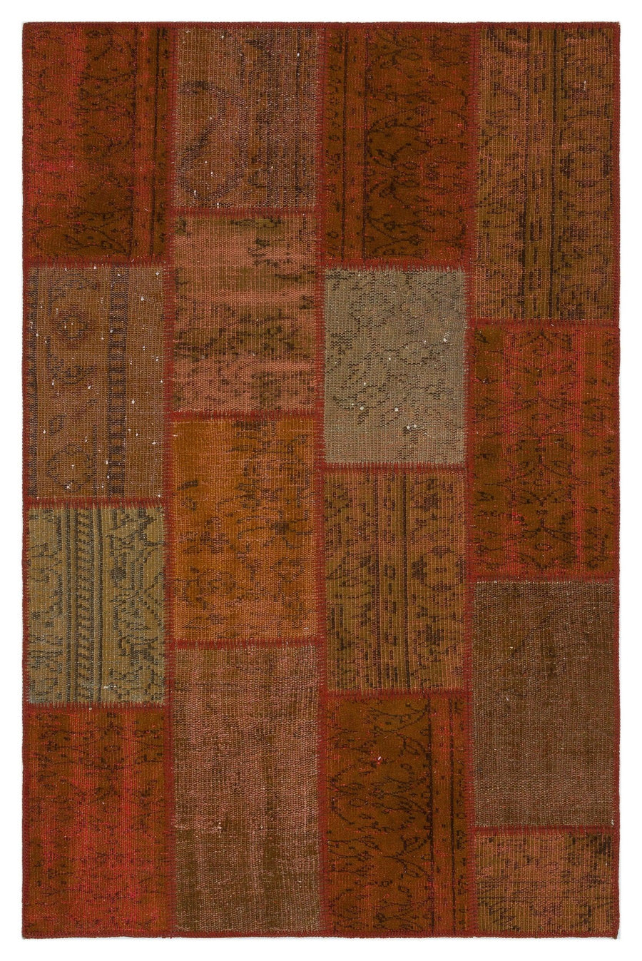 Bej Bordo Eskitme Geometrik Yün Halı 120x183