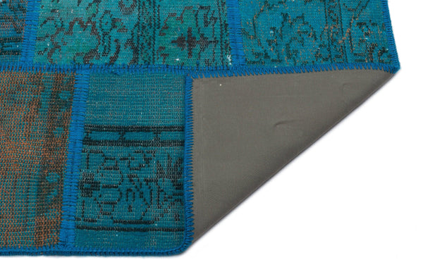 Mavi Siyah Anadolu Eskitme Geometrik Yün Halı 160x233 - Özel Seri