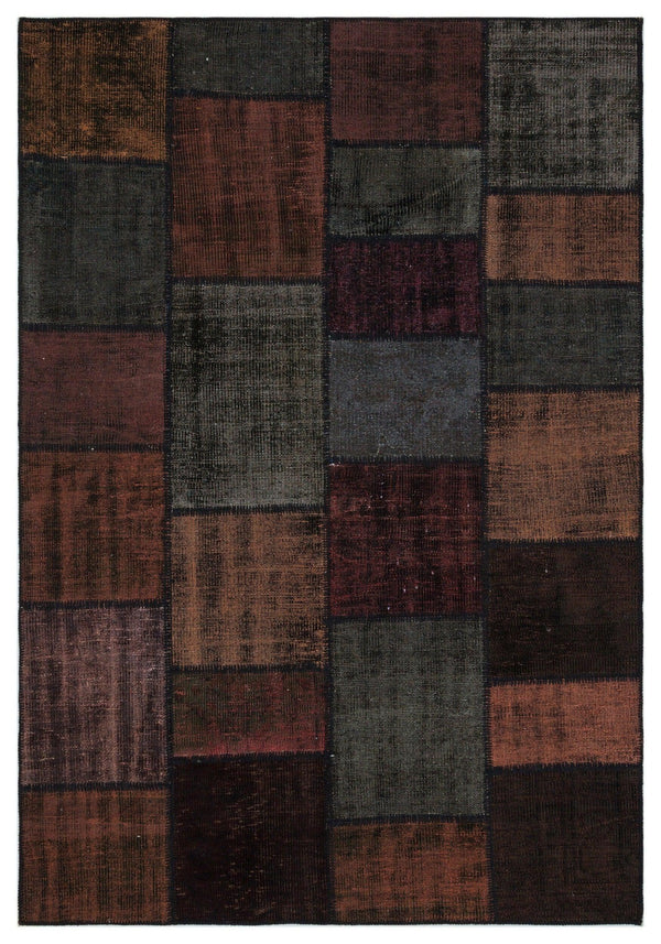 Bordo Anadolu Eskitme Geometrik Yün Halı 160x230 - Özel Seri