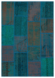 Iskece Turkuaz Eskitme Yün El Dokuma Halısı 160 x 230 Apex Unique