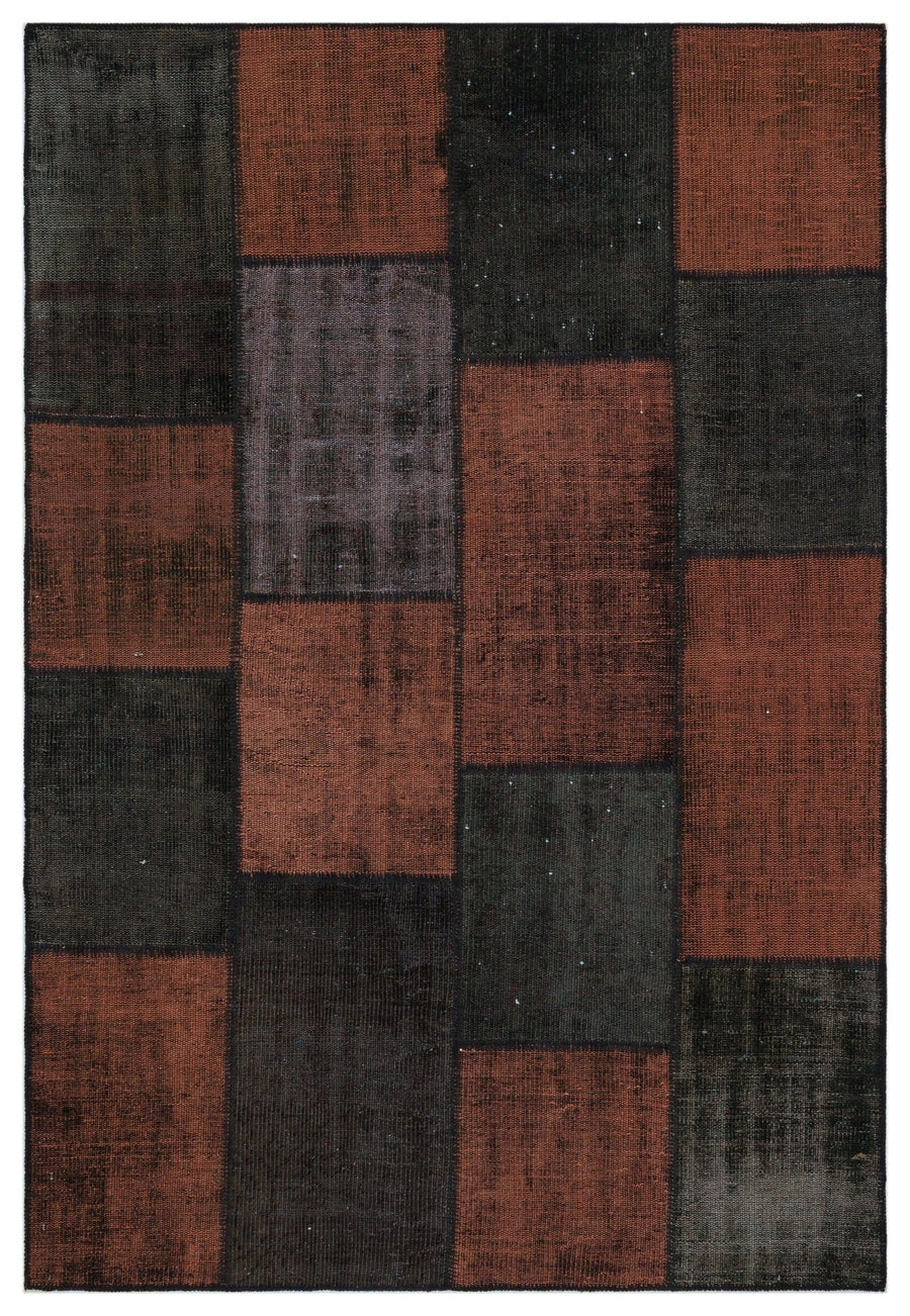 Siyah Anadolu Eskitme Geometrik Yün Halı 160x230 - Özel Seri
