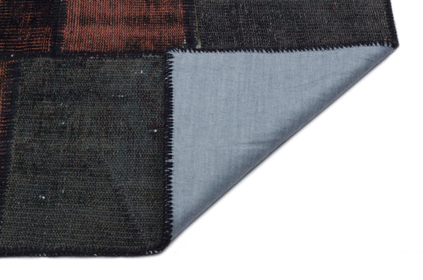 Antrasit Bordo Anadolu Eskitme Geometrik Yün Halı 160x230 - Özel Seri