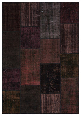 Bordo Anadolu Eskitme Geometrik Yün Halı 160x230 - Özel Seri