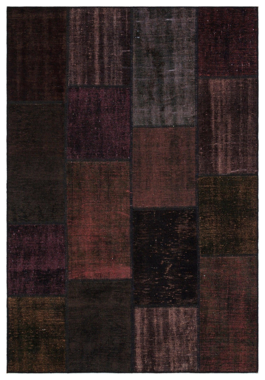 Bordo Anadolu Eskitme Geometrik Yün Halı 160x230 - Özel Seri