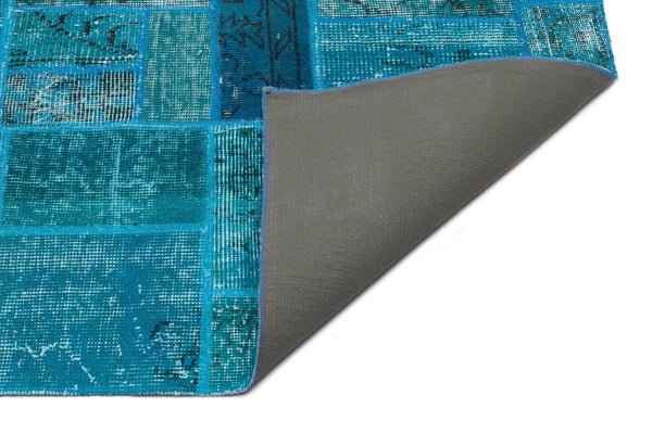 Mavi Anadolu Eskitme Geometrik Yün Halı 160x230 - Özel Seri