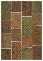 Iskece Kahverengi Eskitme Yün El Dokuma Halısı 160 x 230 Apex Unique