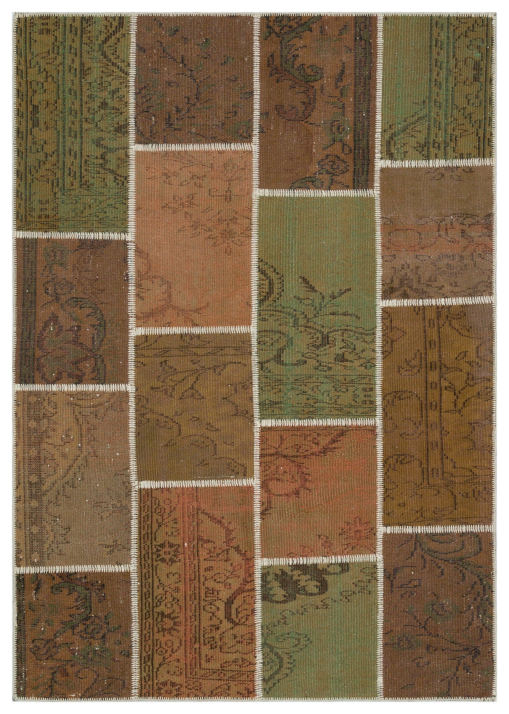 Iskece Kahverengi Eskitme Yün El Dokuma Halısı 160 x 230 Apex Unique