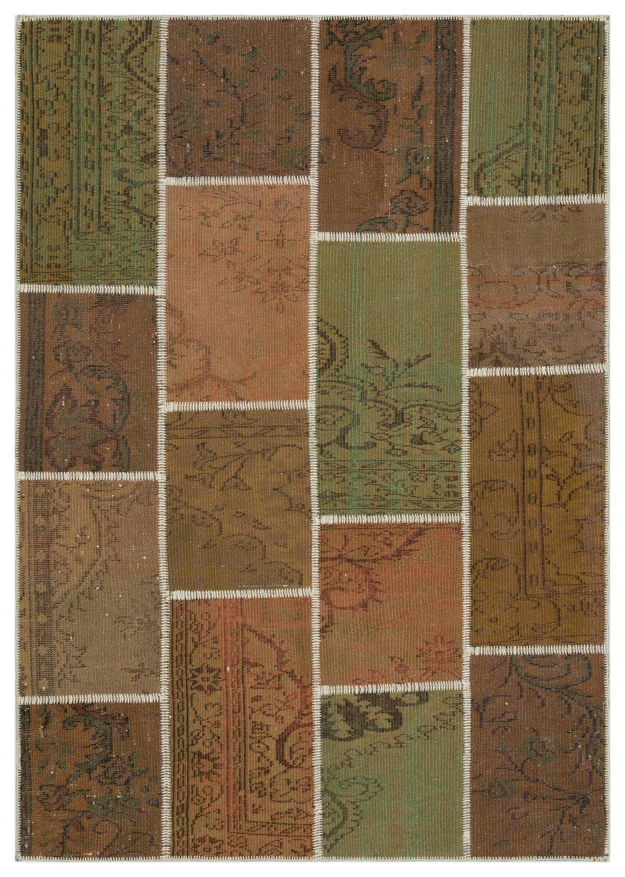 Bej Krem Eskitme Geometrik Yün Halı 160x230