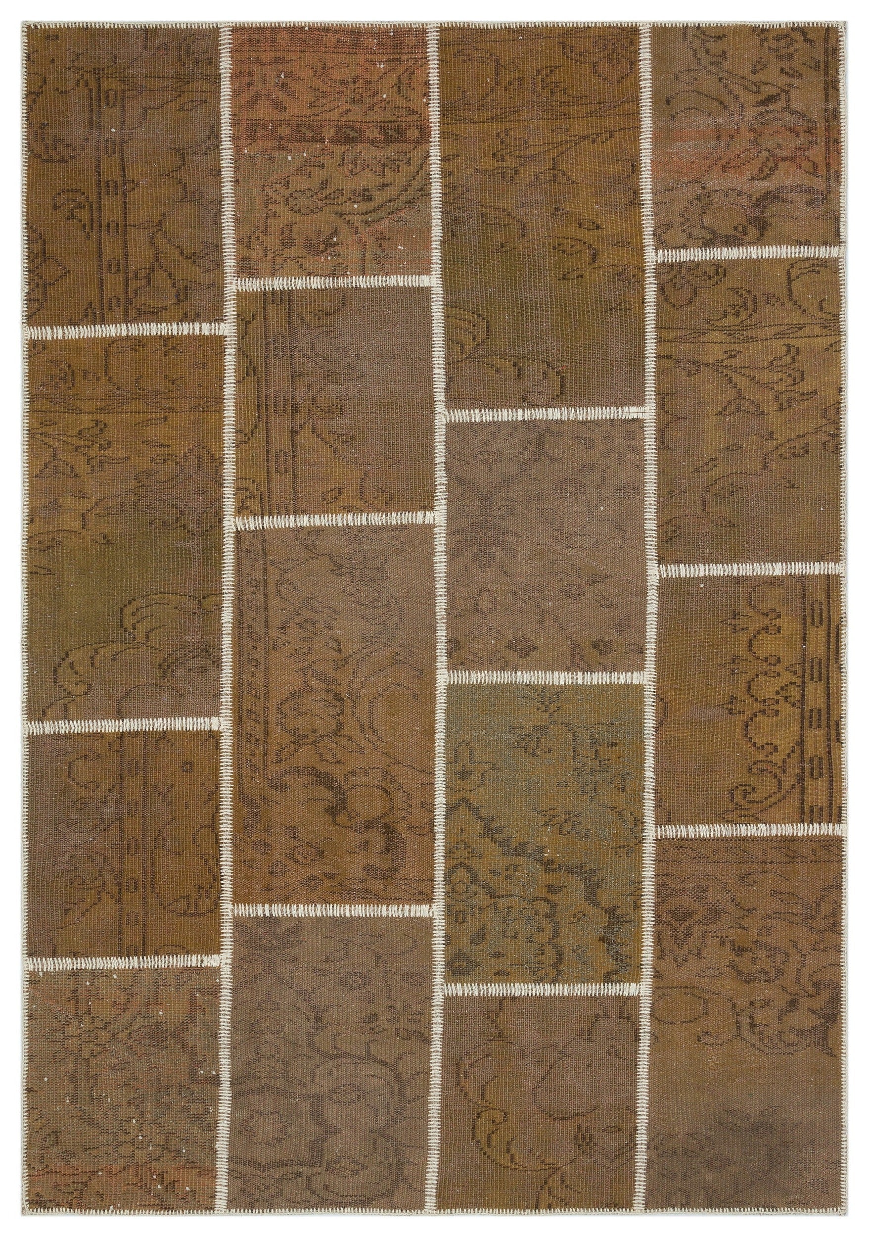 Iskece Kahverengi Eskitme Yün El Dokuma Halısı 160 x 230 Apex Unique