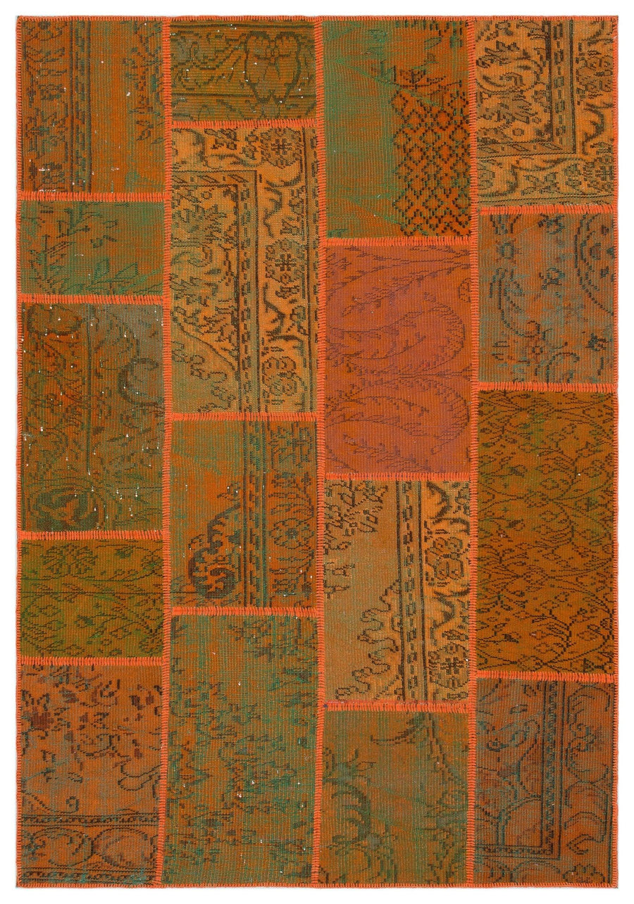 Turuncu Anadolu Bohem Eskitme Yün Halı 160x230 - Özel Seri