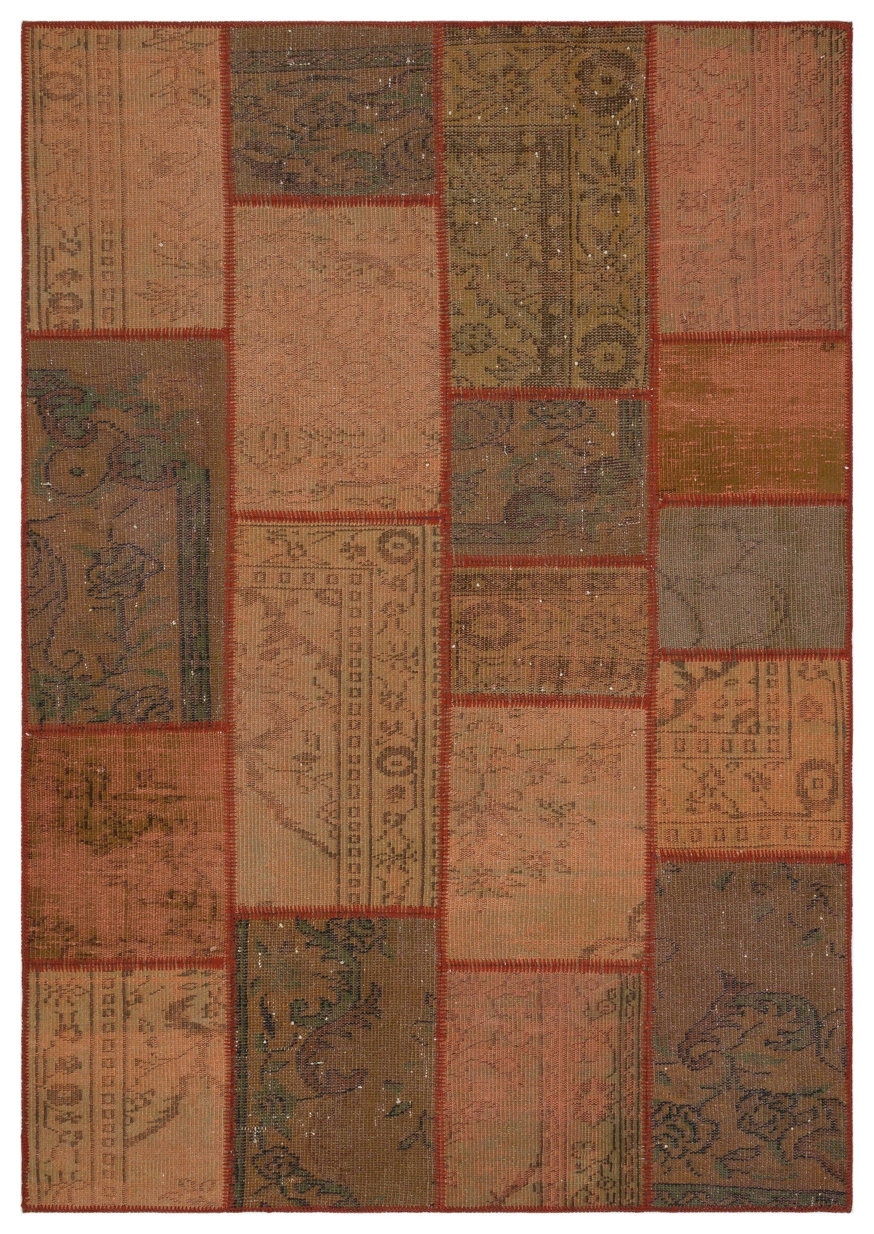 Iskece Kahverengi Eskitme Yün El Dokuma Halısı 160 x 230 Apex Unique