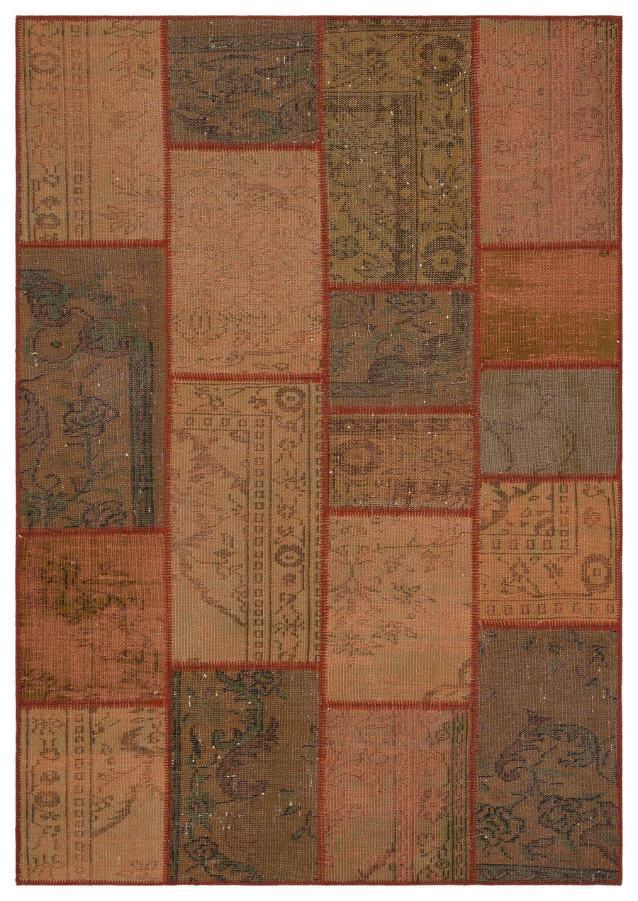 Bej Bordo Anadolu Eskitme Geometrik Yün Halı 160x230 - Özel Seri