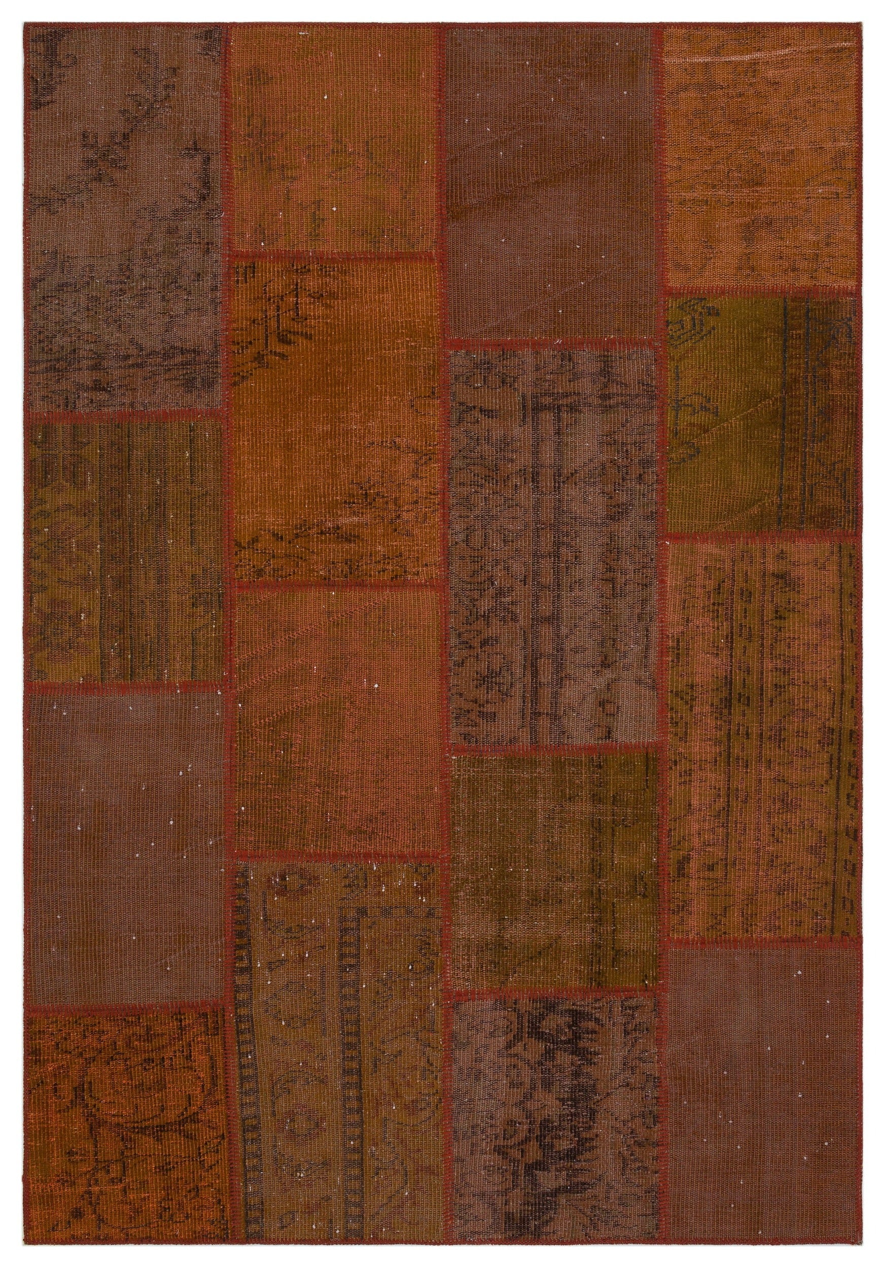 Iskece Kahverengi Eskitme Yün El Dokuma Halısı 160 x 230 Apex Unique