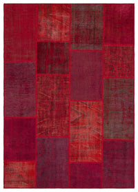 Red and Burgundy Geometric Hand-Woven Rug 160x230 cm (5'3" x 7'7")