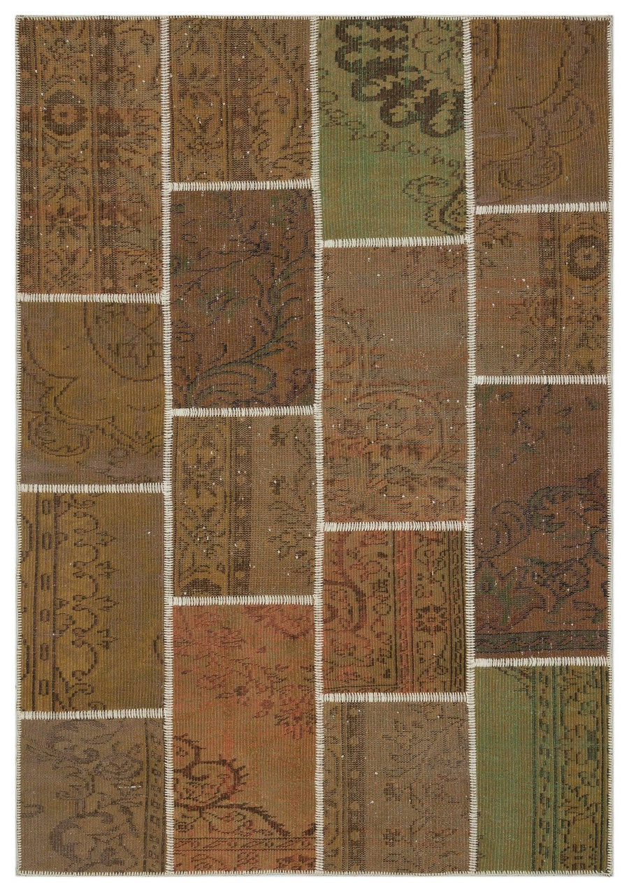 Bej Beyaz Anadolu Eskitme Geometrik Yün Halı 160x230 - Özel Seri