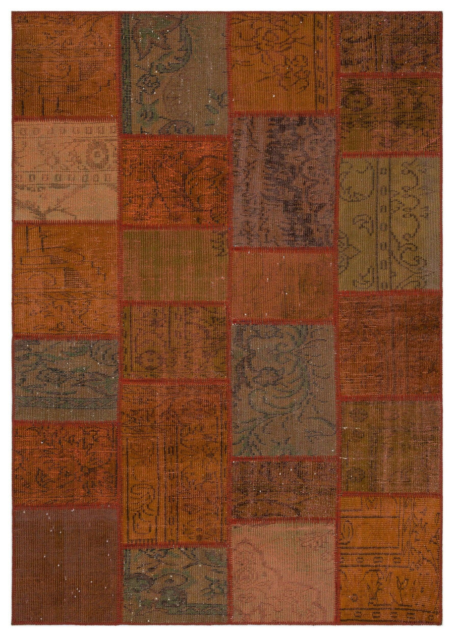 Bej Bordo Eskitme Geometrik Yün Halı 160x230