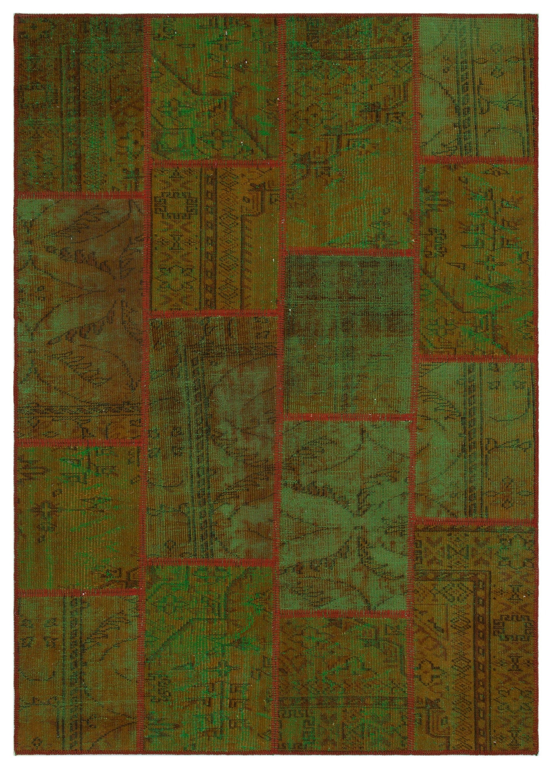 Iskece Yeşil Eskitme Yün El Dokuma Halısı 160 x 230 Apex Unique