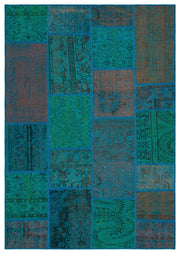 Iskece Turkuaz Eskitme Yün El Dokuma Halısı 160 x 230 Apex Unique