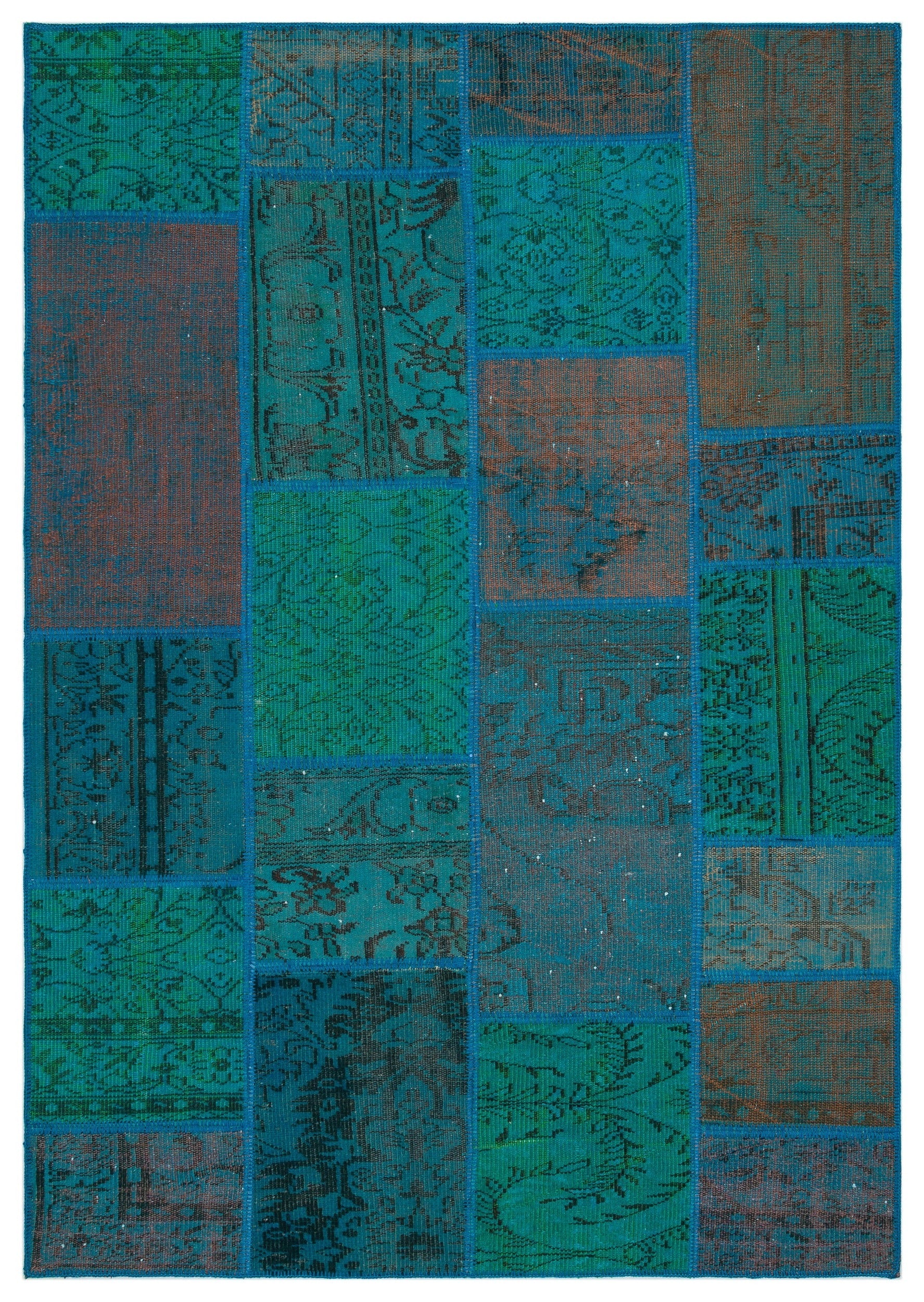 Iskece Turkuaz Eskitme Yün El Dokuma Halısı 160 x 230 Apex Unique