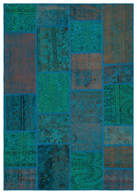 Antrasit Lacivert Anadolu Eskitme Geometrik Yün Halı 160x230 - Özel Seri