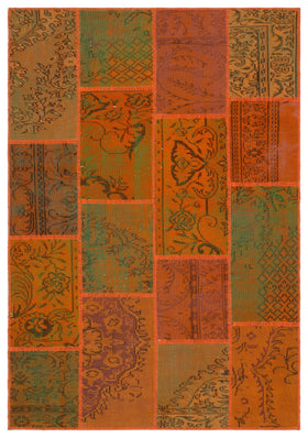 Turuncu Anadolu Bohem Eskitme Yün Halı 160x230 - Özel Seri