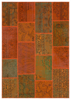 Turuncu Anadolu Bohem Eskitme Yün Halı 160x230 - Özel Seri