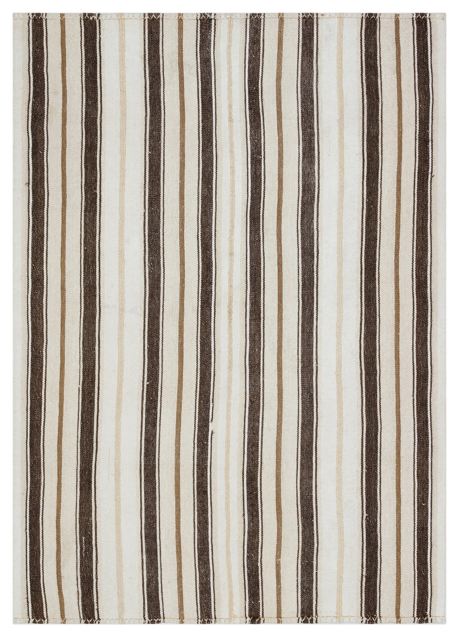 Girit Bej Çizgili Yün El Dokuma Halısı 156 x 218 Apex Unique