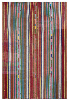 Girit Bej Çizgili Yün El Dokuma Halısı 177 x 258 Apex Unique