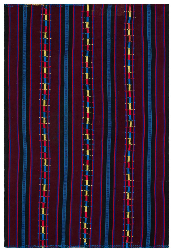 Bordo Anadolu Bohem Geometrik Yün Halı 191x280 - Özel Seri