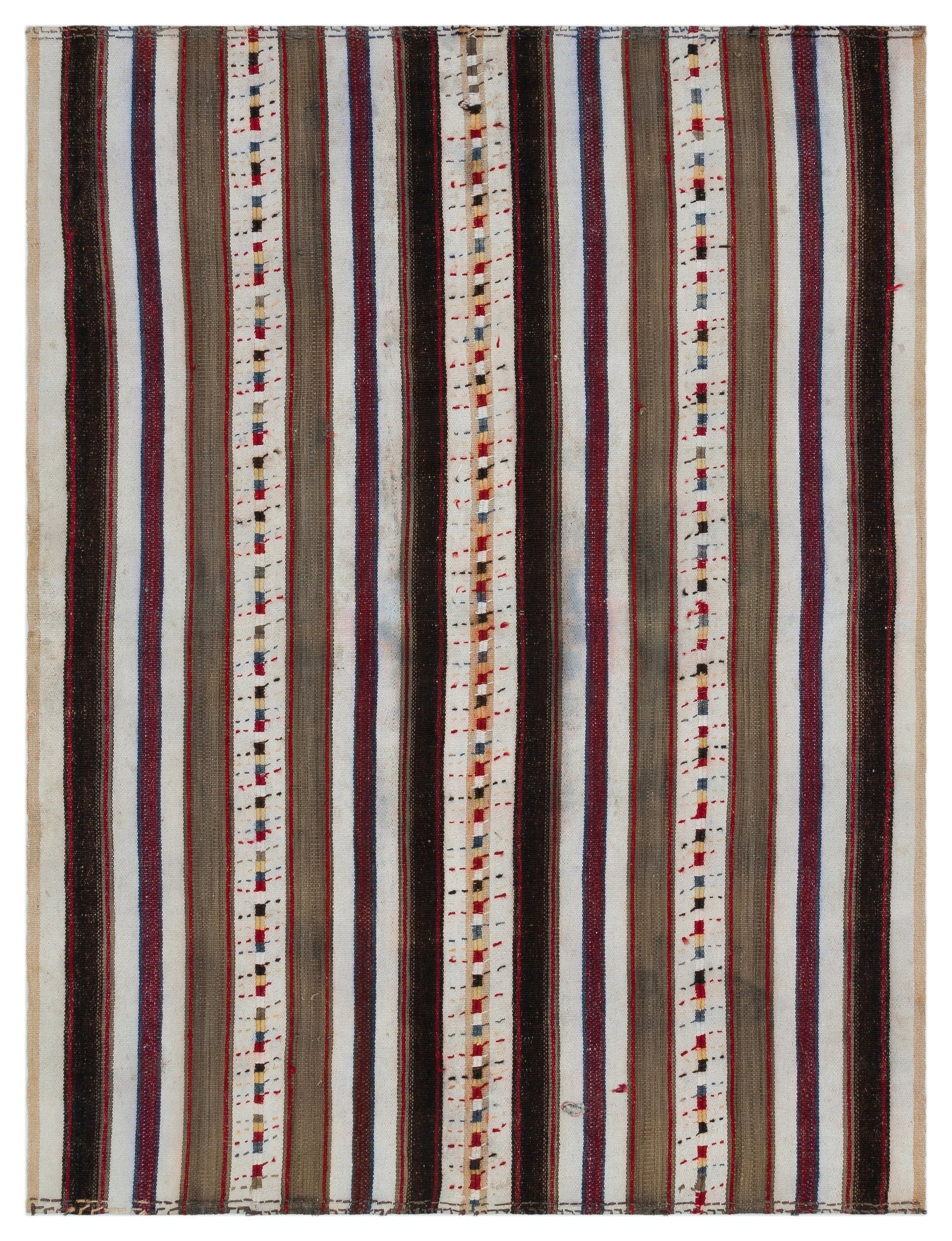 Girit Bej Çizgili Yün El Dokuma Halısı 158 x 214 Apex Unique