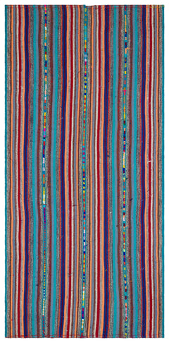 Girit Bej Çizgili Yün El Dokuma Halısı 160 x 318 Apex Unique