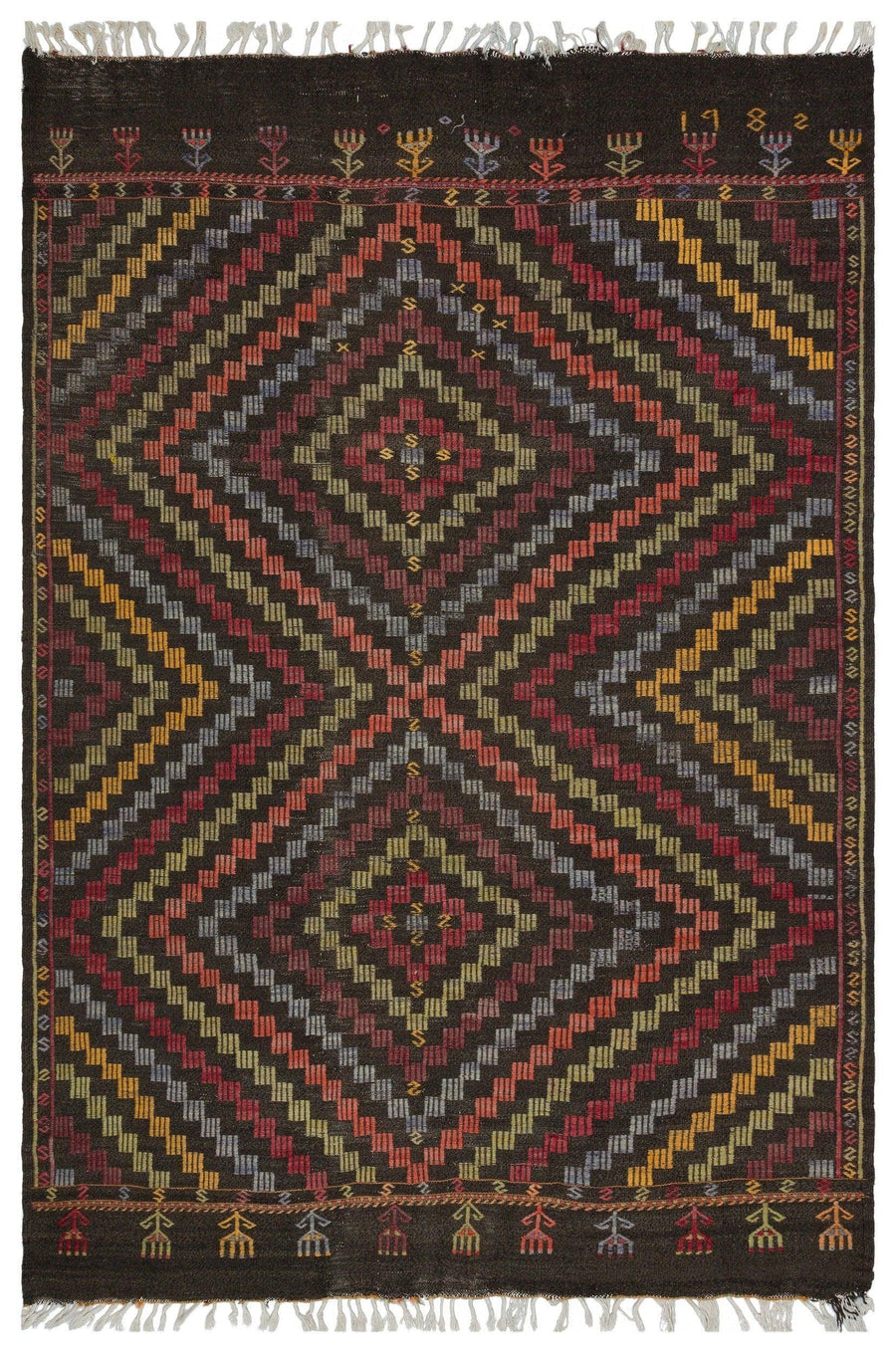 Bej Anadolu Geometrik Yün Halı 181x266 - Özel Seri