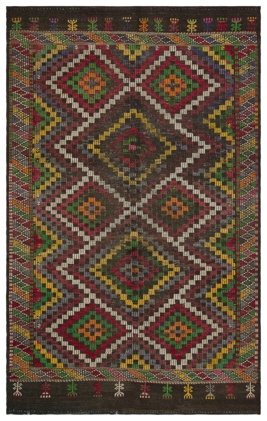 Bej Anadolu Bohem Geometrik Yün Halı 191x306 - Özel Seri