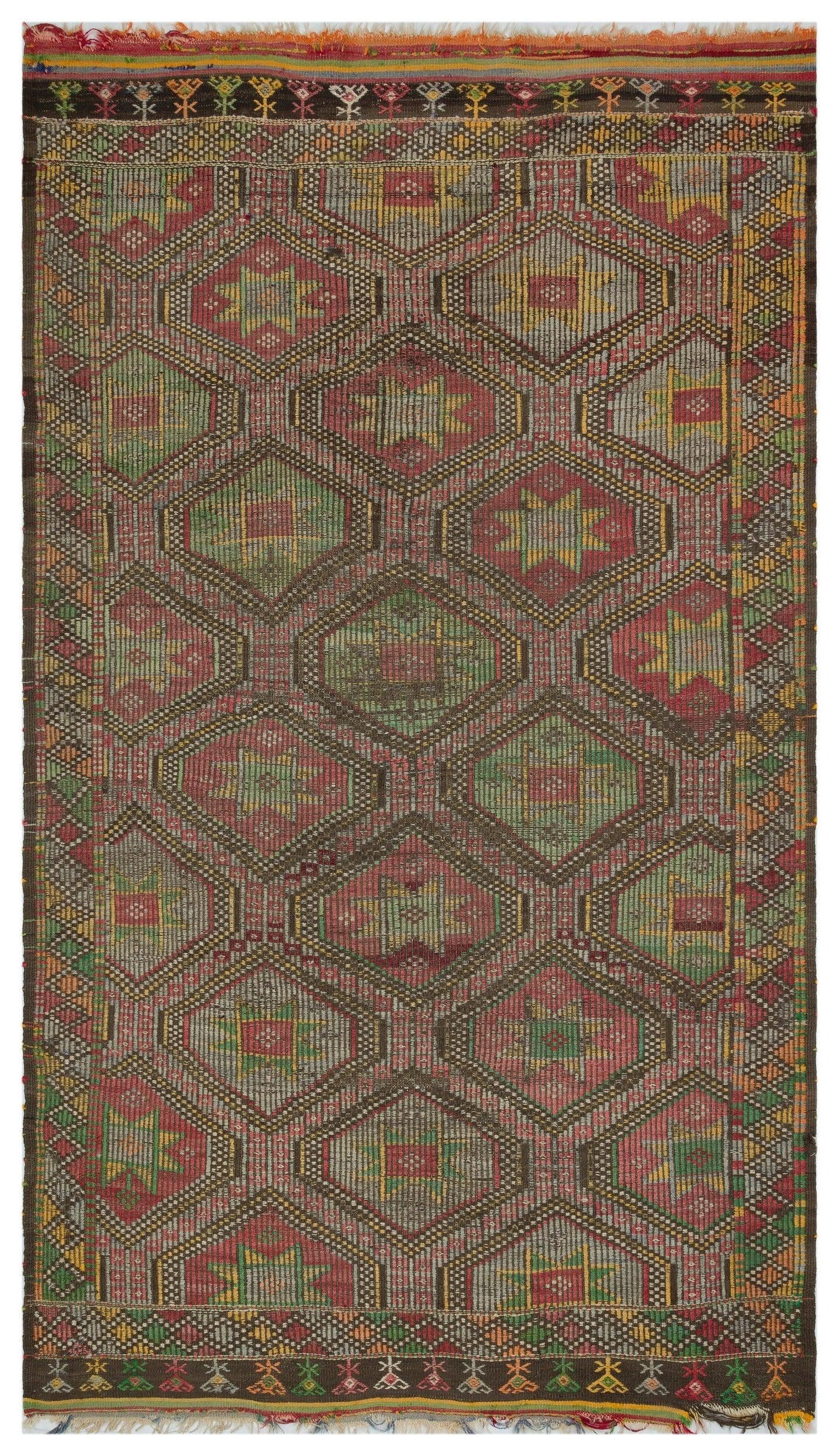 Bej Hardal Anadolu Bohem Geometrik Yün Halı 166x280 - Özel Seri