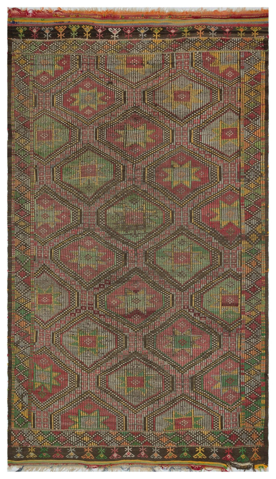 Bej Hardal Anadolu Bohem Geometrik Yün Halı 166x280 - Özel Seri